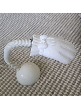 Vintage Retro MCM 1970's White 19in Ceramic Hand Goosneck Desk Lamp W/Bow Unique